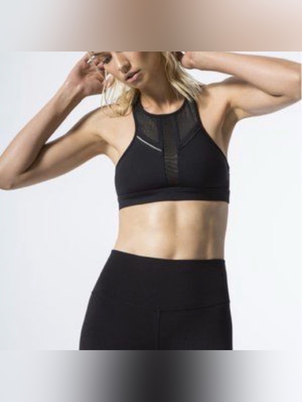 ALO Yoga Black High-Neck Mesh Panel Sports Bra